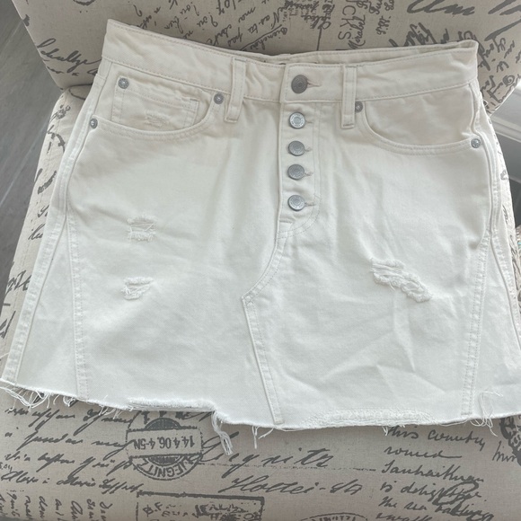 We The Free Out of Ordinary Denim Miniskirt in White - Picture 7 of 9